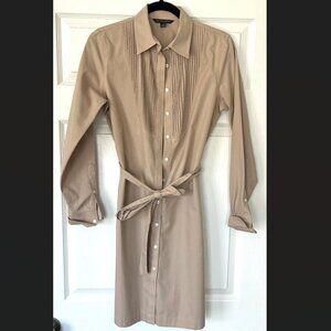 Brooks Brothers 346 Utility Shirt Dress Size 6 Beige Cotton Belted Long Sleeve